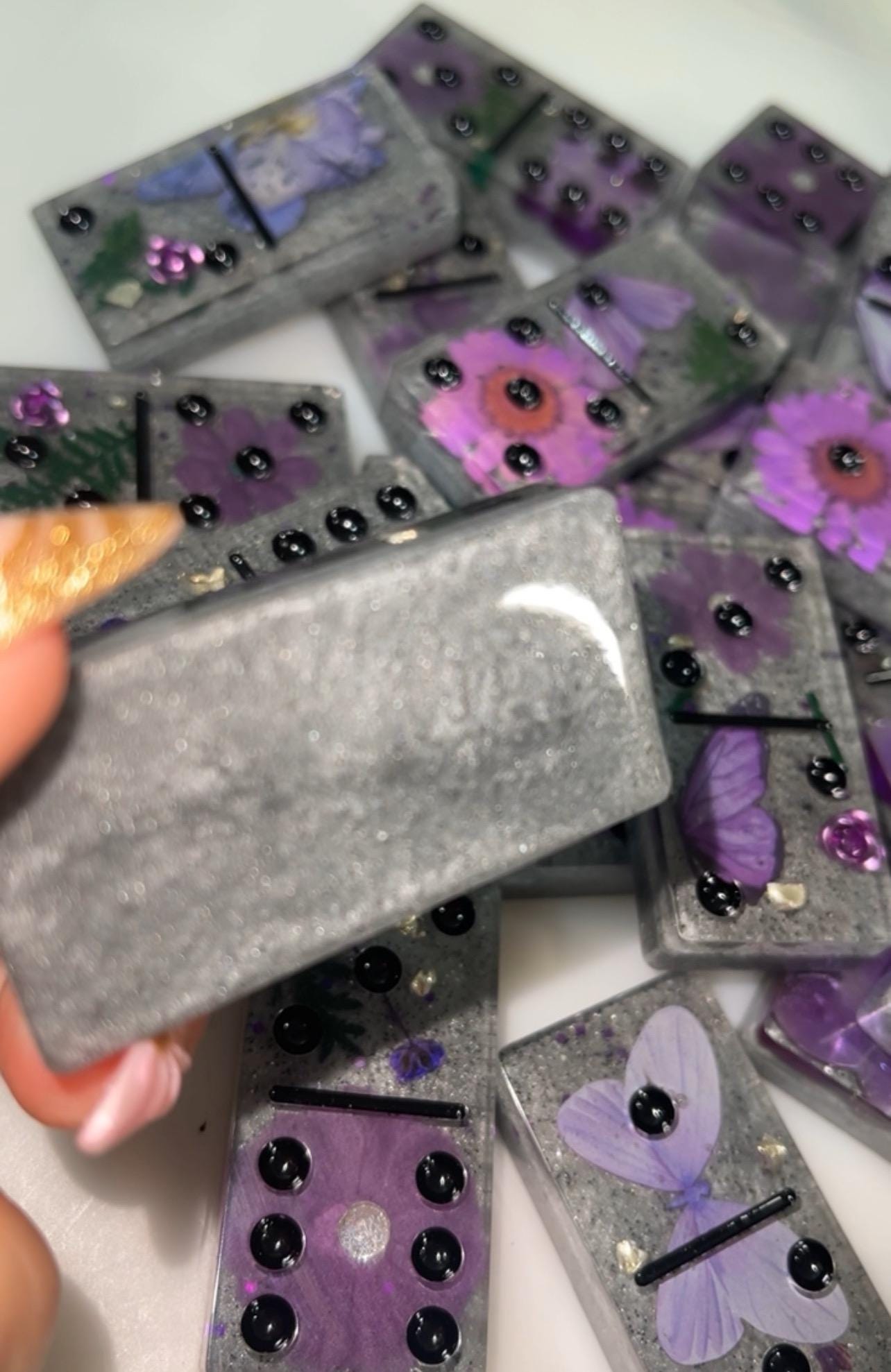 floral butterfly resin dominoes