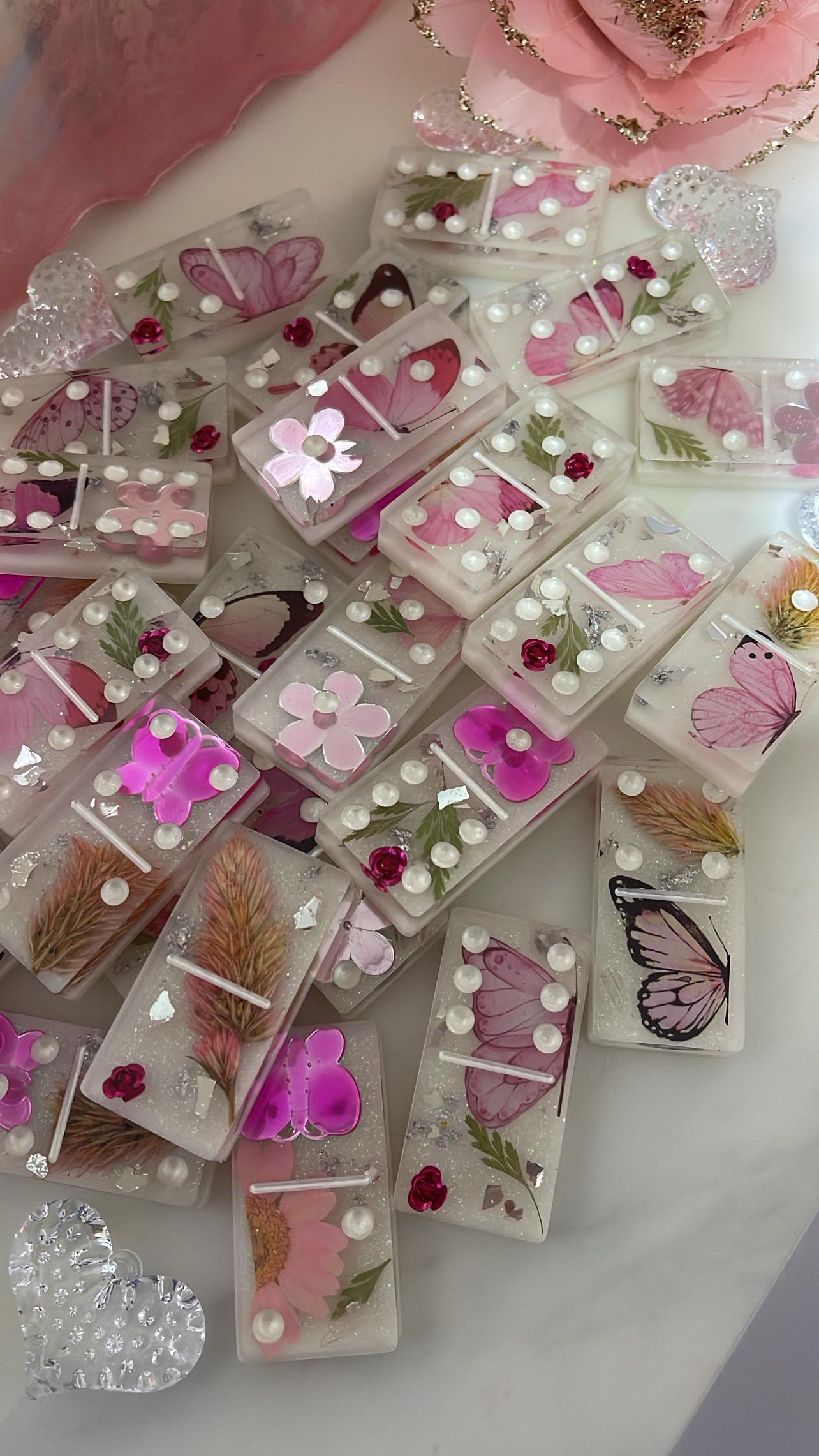 pink floral dominoes