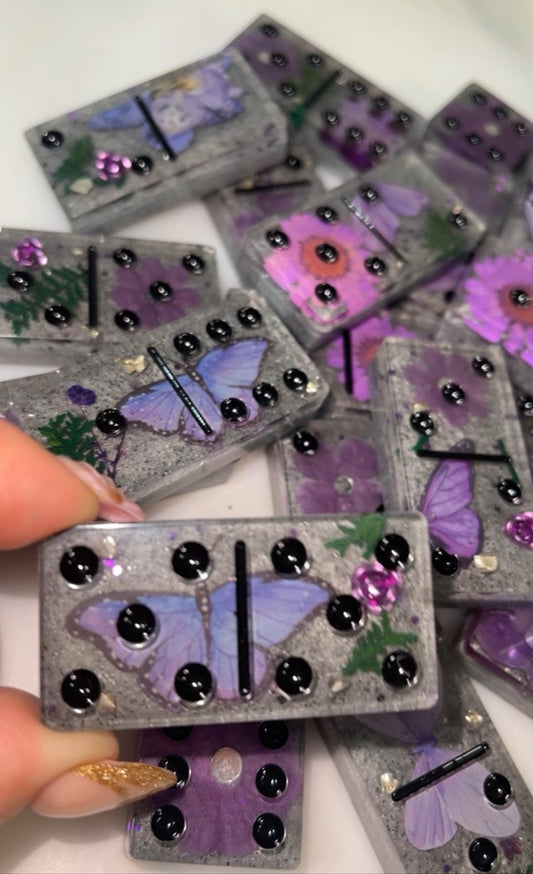 floral butterfly resin dominoes