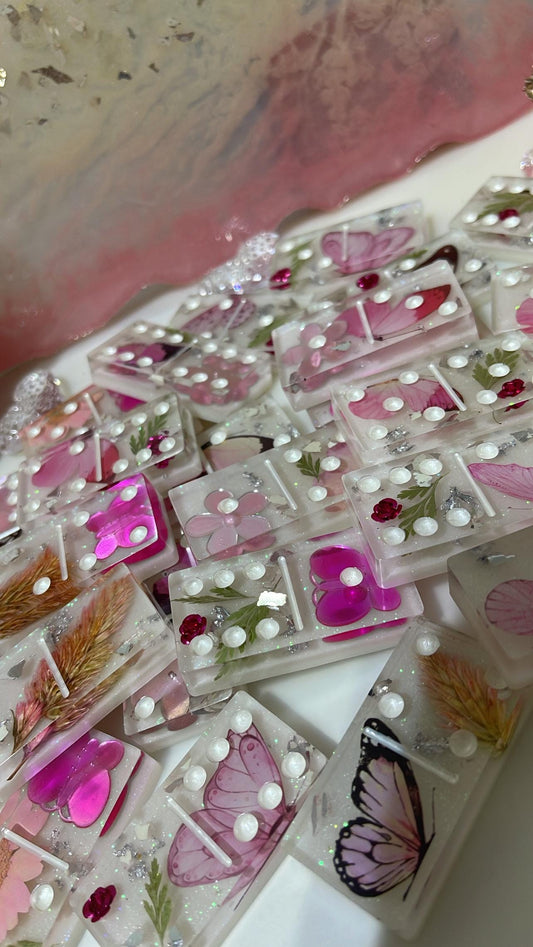 pink floral dominoes